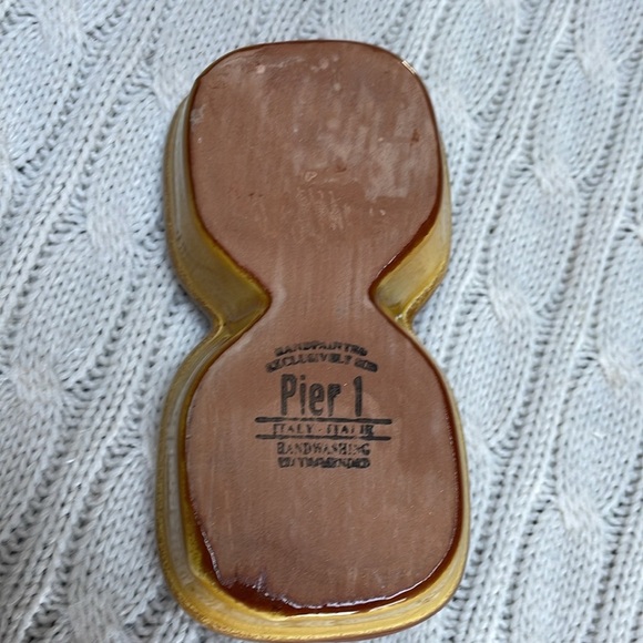 Pier 1 Imports small divided bowl condiment charcuterie Italy hand painted - Picture 3 of 12